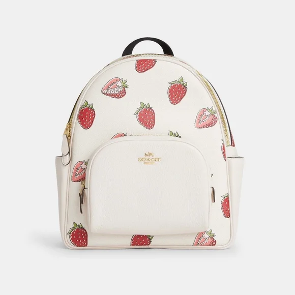 NWT Coach Court Backpack with Strawberry Print Style In Canvas/CAS94 🍓